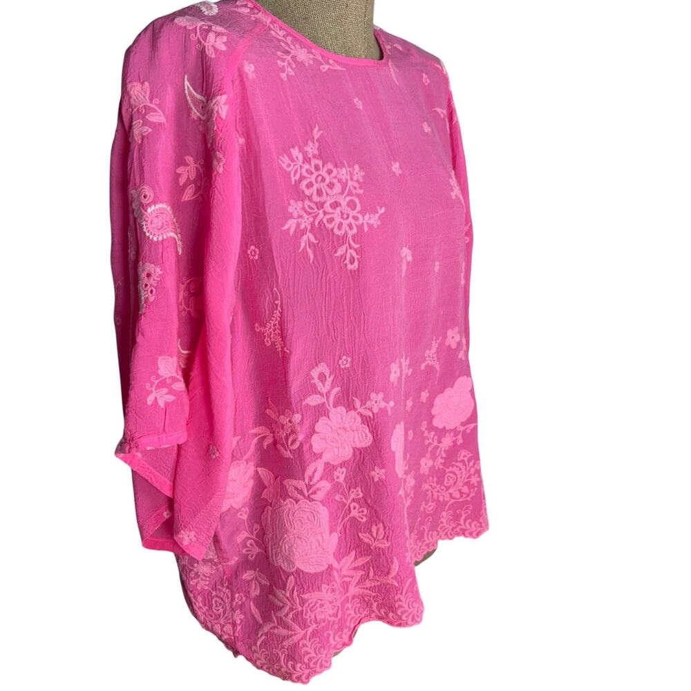 Johnny Was Pink Embroidered Blouse Women Small Jonet Ferrera Blouse Embroidered - Picture 2 of 8